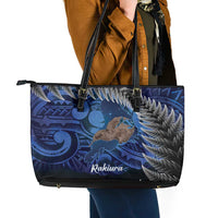 New Zealand Stewart Island Leather Tote Bag Rakiura Kiwi Maori Glowing Sky LT14 - Polynesian Pride