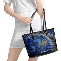 New Zealand Stewart Island Leather Tote Bag Rakiura Kiwi Maori Glowing Sky LT14 - Polynesian Pride
