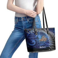 New Zealand Stewart Island Leather Tote Bag Rakiura Kiwi Maori Glowing Sky LT14 - Polynesian Pride