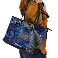 New Zealand Stewart Island Leather Tote Bag Rakiura Kiwi Maori Glowing Sky LT14 - Polynesian Pride