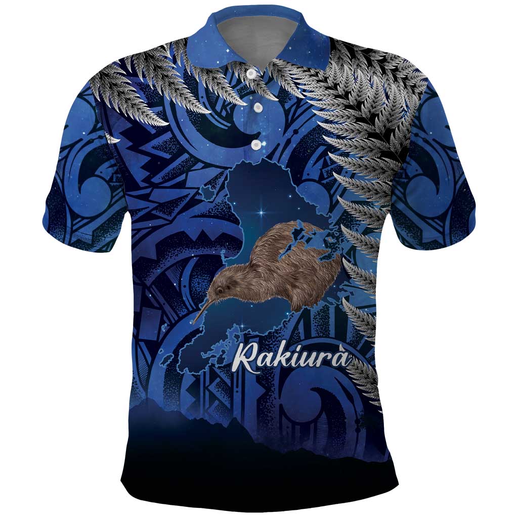 New Zealand Stewart Island Polo Shirt Rakiura Kiwi Maori Glowing Sky LT14 Blue - Polynesian Pride