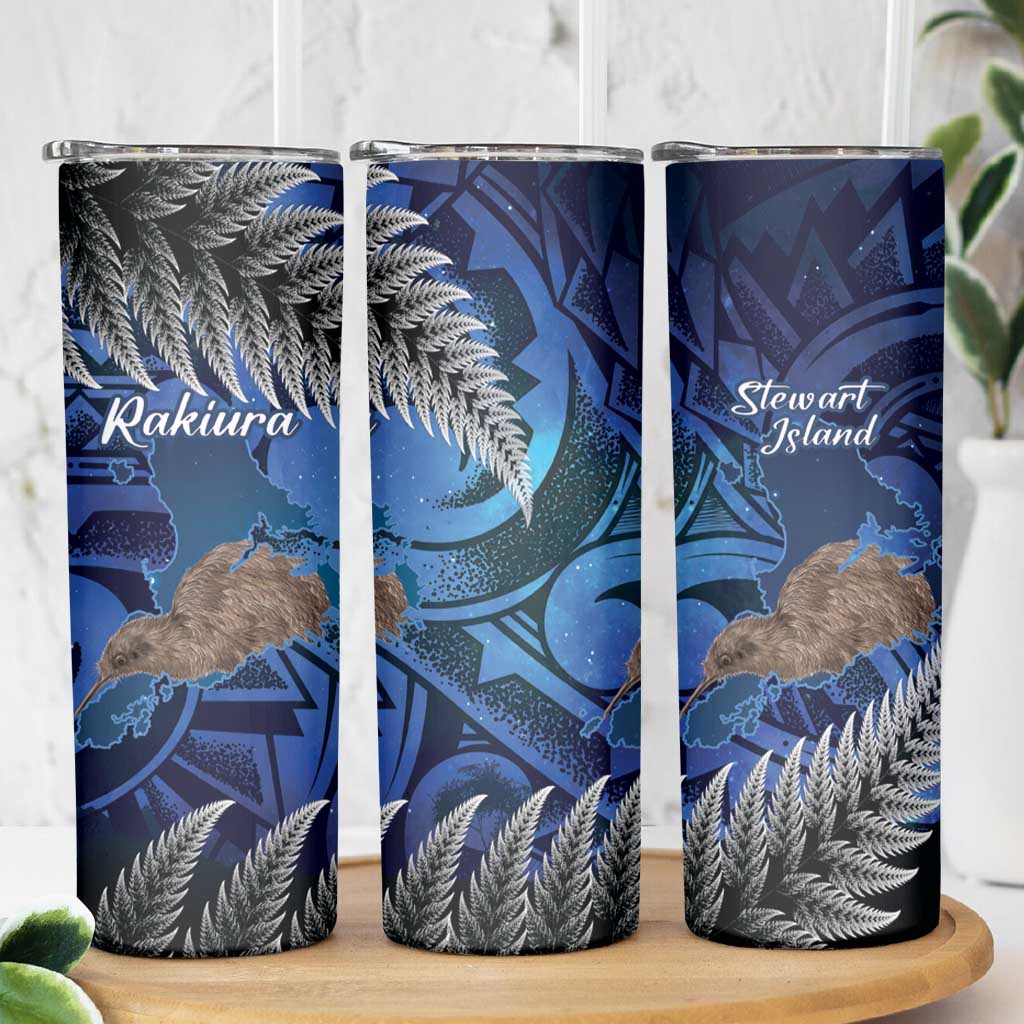New Zealand Stewart Island Skinny Tumbler Rakiura Kiwi Maori Glowing Sky