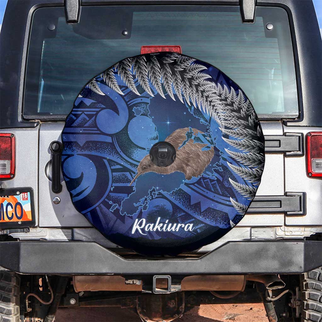 New Zealand Stewart Island Spare Tire Cover Rakiura Kiwi Maori Glowing Sky LT14 Blue - Polynesian Pride