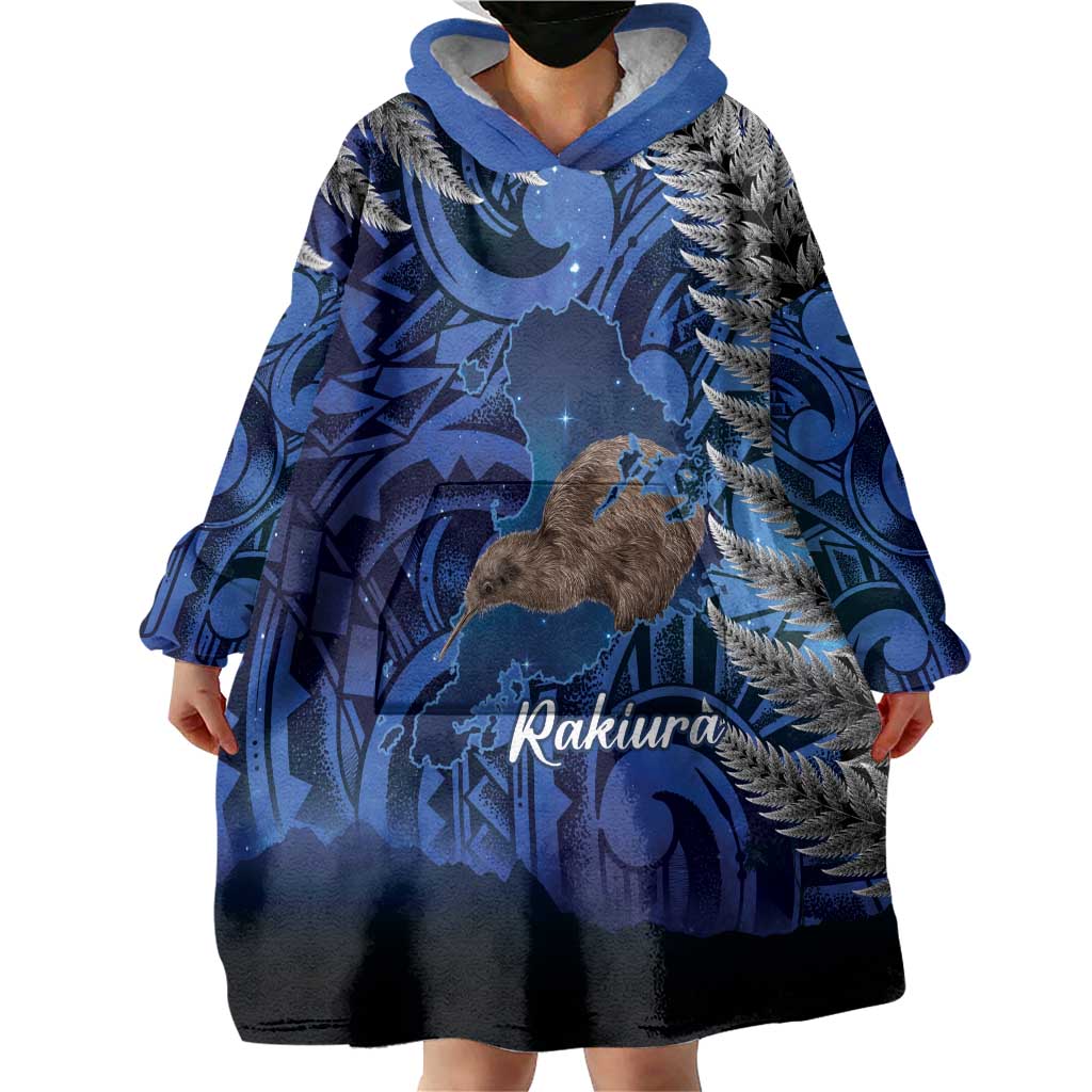 New Zealand Stewart Island Wearable Blanket Hoodie Rakiura Kiwi Maori Glowing Sky LT14 - Polynesian Pride
