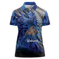 New Zealand Stewart Island Women Polo Shirt Rakiura Kiwi Maori Glowing Sky LT14 Female Blue - Polynesian Pride