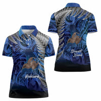 New Zealand Stewart Island Women Polo Shirt Rakiura Kiwi Maori Glowing Sky LT14 - Polynesian Pride