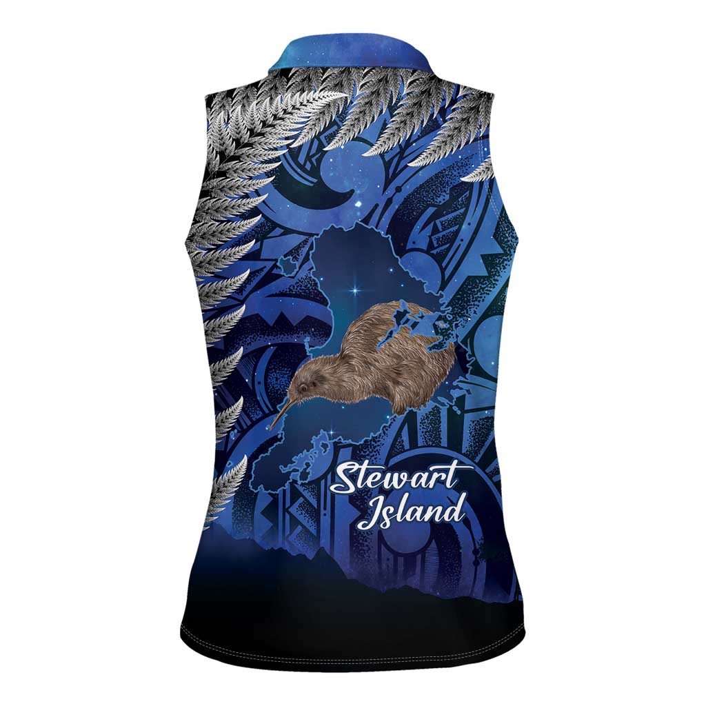 New Zealand Stewart Island Women Sleeveless Polo Shirt Rakiura Kiwi Maori Glowing Sky LT14 - Polynesian Pride