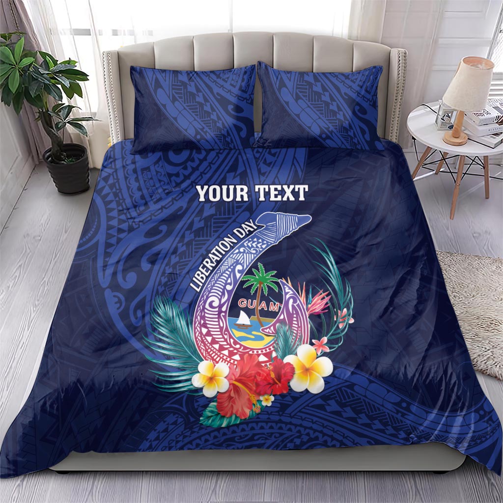 Personalised Guam Liberation Day Bedding Set Happy 80th Anniversary Fish Hook Mix Tropical Flowers LT14 - Polynesian Pride