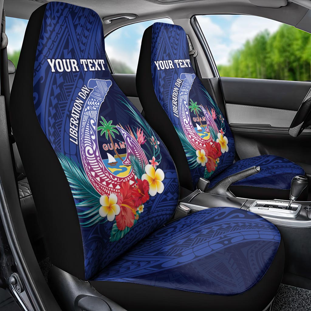 Personalised Guam Liberation Day Car Seat Cover Happy 80th Anniversary Fish Hook Mix Tropical Flowers LT14 - Polynesian Pride