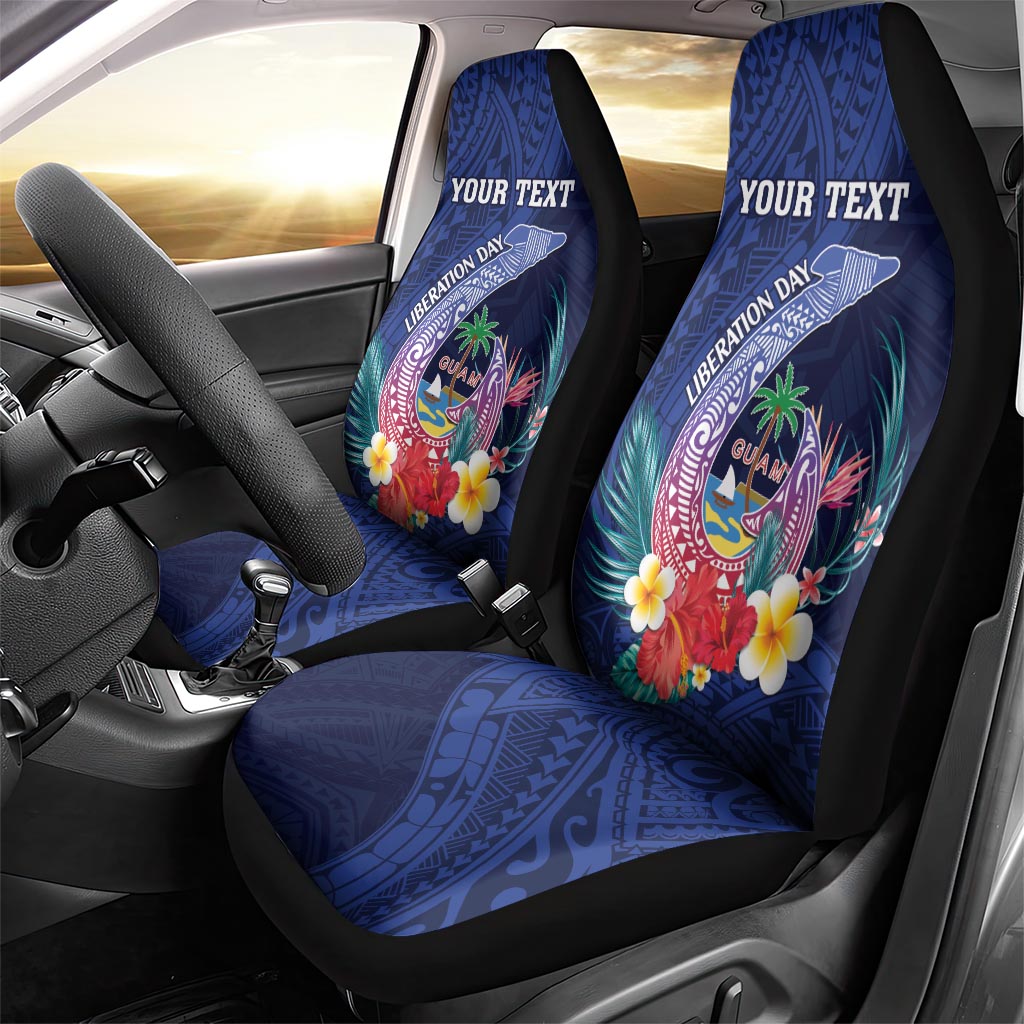 Personalised Guam Liberation Day Car Seat Cover Happy 80th Anniversary Fish Hook Mix Tropical Flowers LT14 - Polynesian Pride