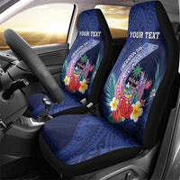 Personalised Guam Liberation Day Car Seat Cover Happy 80th Anniversary Fish Hook Mix Tropical Flowers LT14 - Polynesian Pride