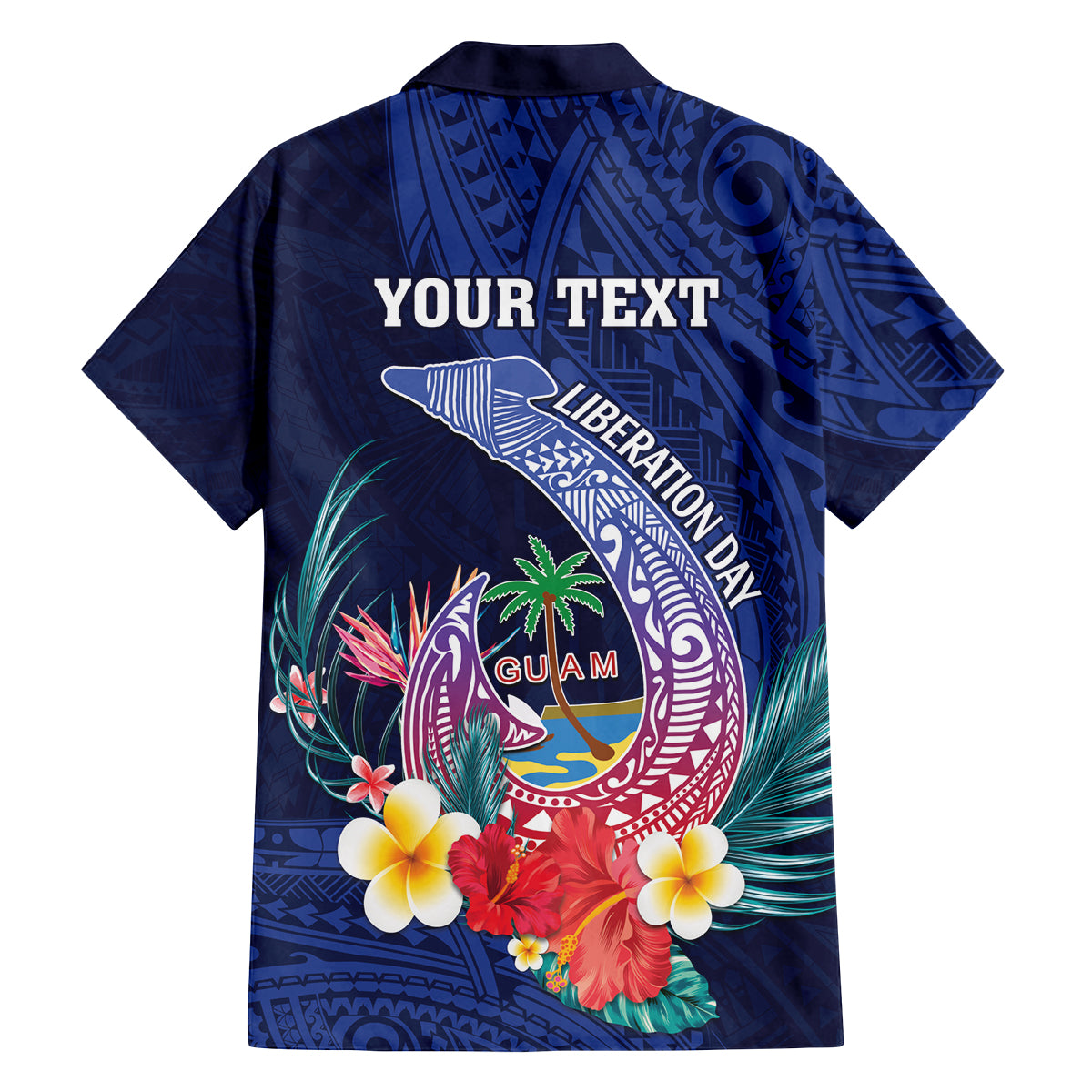 Personalised Guam Liberation Day Family Matching Long Sleeve Bodycon Dress and Hawaiian Shirt Happy 80th Anniversary Fish Hook Mix Tropical Flowers