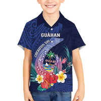 Personalised Guam Liberation Day Family Matching Puletasi and Hawaiian Shirt Happy 80th Anniversary Fish Hook Mix Tropical Flowers
