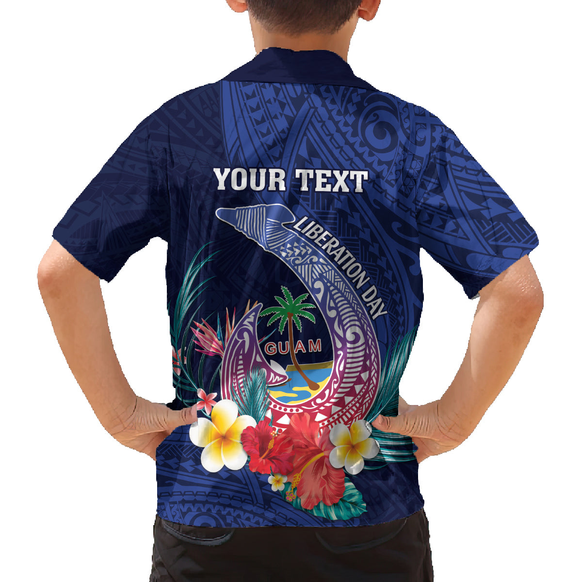 Personalised Guam Liberation Day Family Matching Summer Maxi Dress and Hawaiian Shirt Happy 80th Anniversary Fish Hook Mix Tropical Flowers