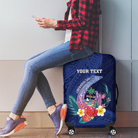 Personalised Guam Liberation Day Luggage Cover Happy 80th Anniversary Fish Hook Mix Tropical Flowers LT14 - Polynesian Pride