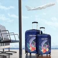 Personalised Guam Liberation Day Luggage Cover Happy 80th Anniversary Fish Hook Mix Tropical Flowers LT14 - Polynesian Pride