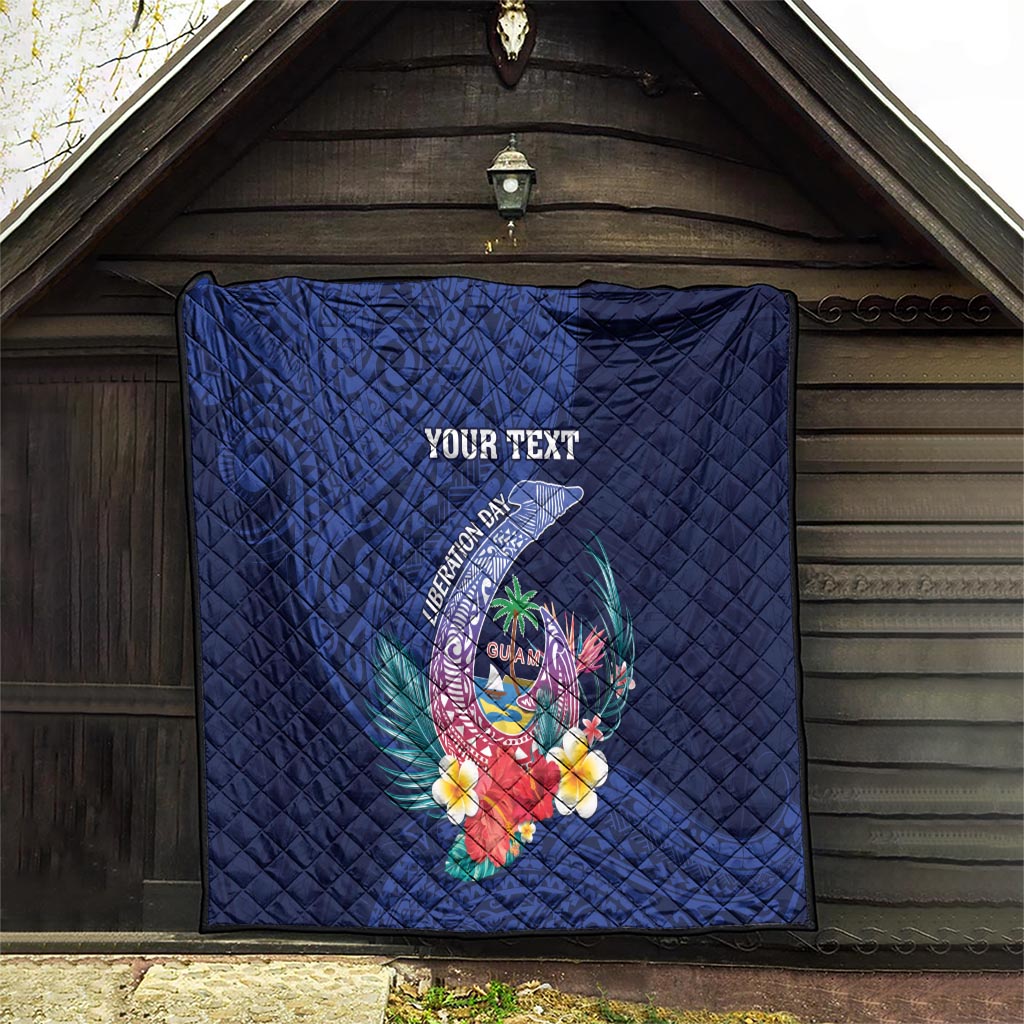Personalised Guam Liberation Day Quilt Happy 80th Anniversary Fish Hook Mix Tropical Flowers