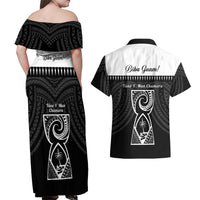 Guam Liberation Day Couples Matching Off Shoulder Maxi Dress and Hawaiian Shirt Biba Guahan Chamorro 80th Anniversary - Black