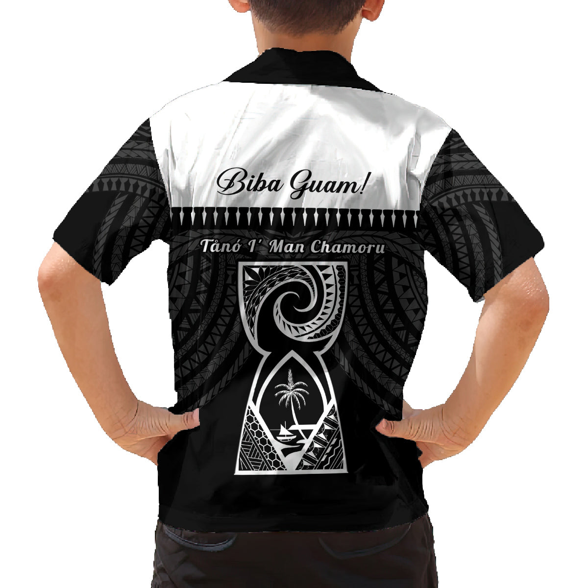 Guam Liberation Day Family Matching Long Sleeve Bodycon Dress and Hawaiian Shirt Biba Guahan Chamorro 80th Anniversary - Black