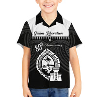 Guam Liberation Day Family Matching Long Sleeve Bodycon Dress and Hawaiian Shirt Biba Guahan Chamorro 80th Anniversary - Black