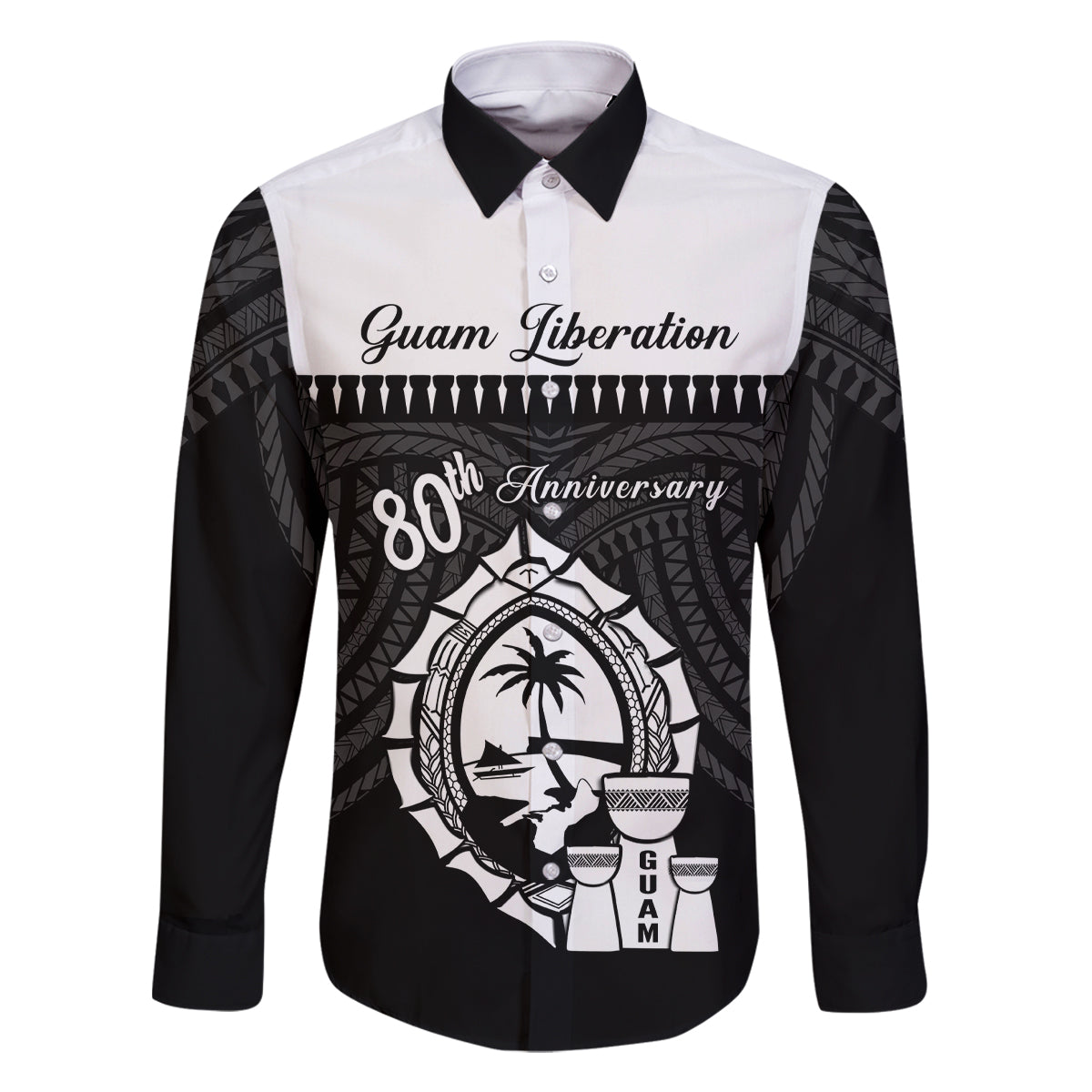 Guam Liberation Day Family Matching Mermaid Dress and Hawaiian Shirt Biba Guahan Chamorro 80th Anniversary - Black