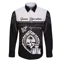 Guam Liberation Day Family Matching Off The Shoulder Long Sleeve Dress and Hawaiian Shirt Biba Guahan Chamorro 80th Anniversary - Black