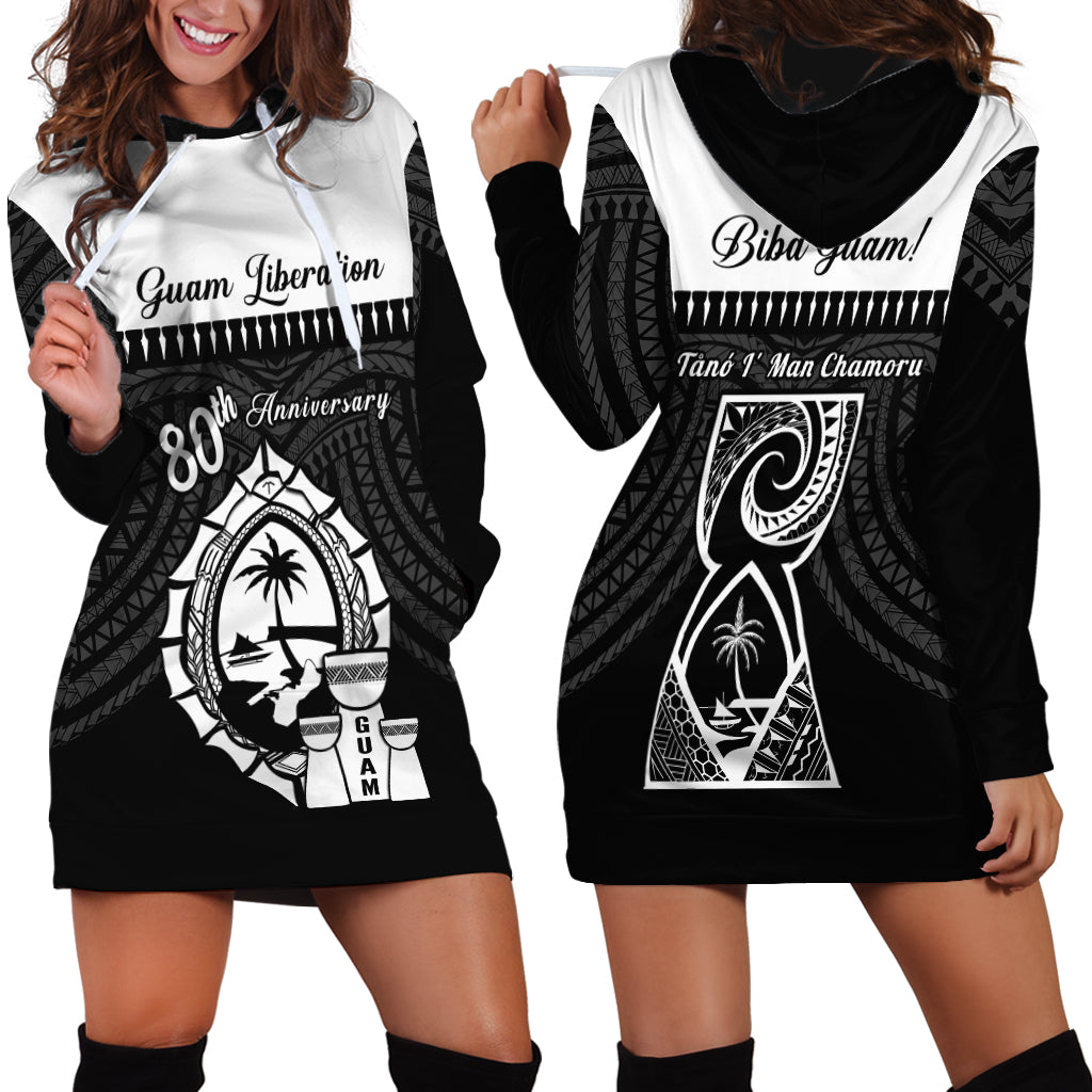 Guam Liberation Day Hoodie Dress Biba Guahan Chamorro 80th Anniversary - Black
