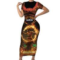 Samoa Teuila 2024 Festival Family Matching Short Sleeve Bodycon Dress and Hawaiian Shirt Samoan Siva Afi With Red Gingers