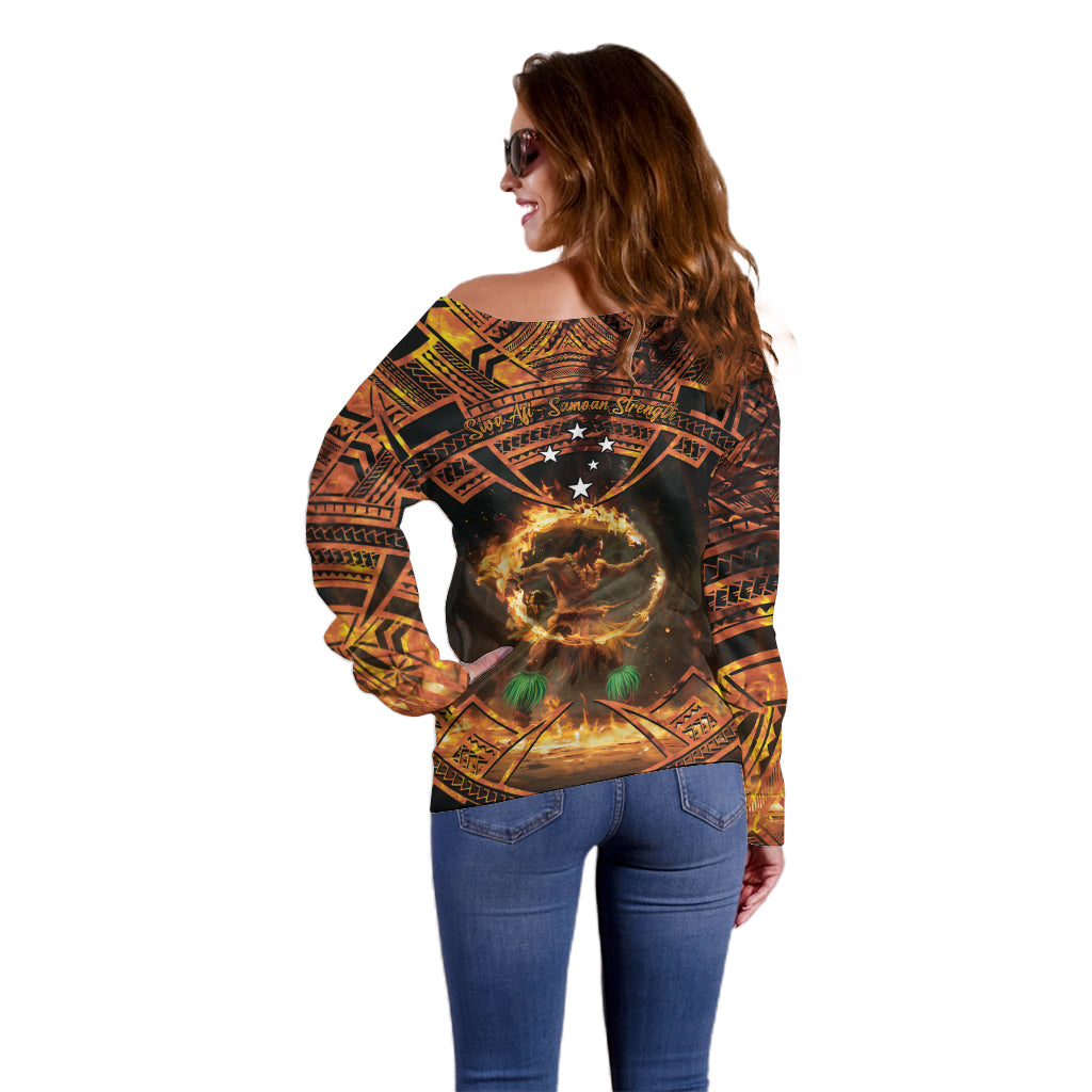 Samoa Teuila 2024 Festival Off Shoulder Sweater Samoan Siva Afi With Red Gingers