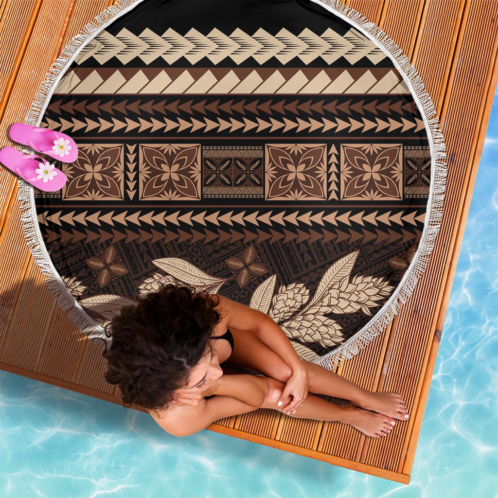 Black Samoa Siapo Teuila Flowers Beach Blanket