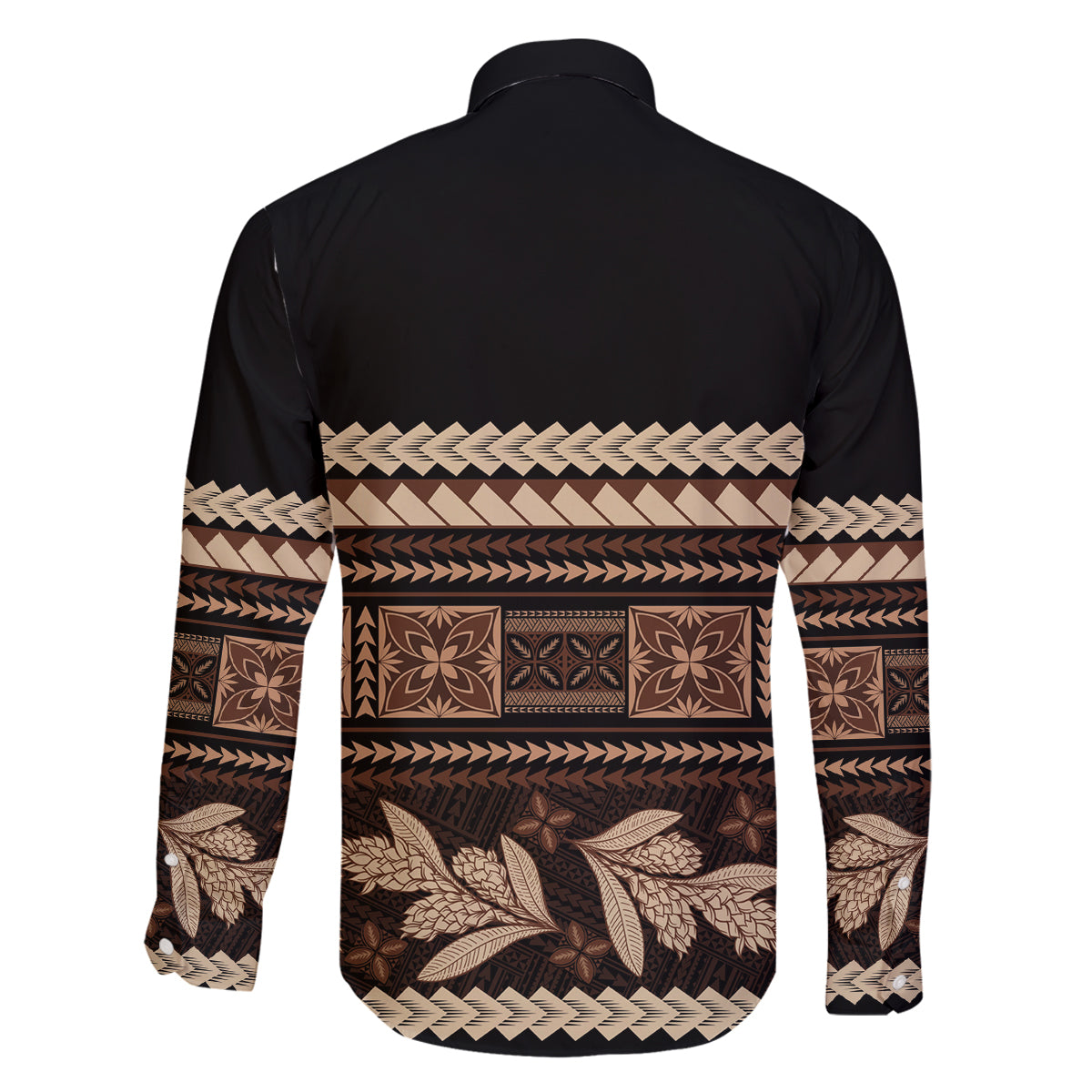 Black Samoa Siapo Teuila Flowers Family Matching Long Sleeve Bodycon Dress and Hawaiian Shirt