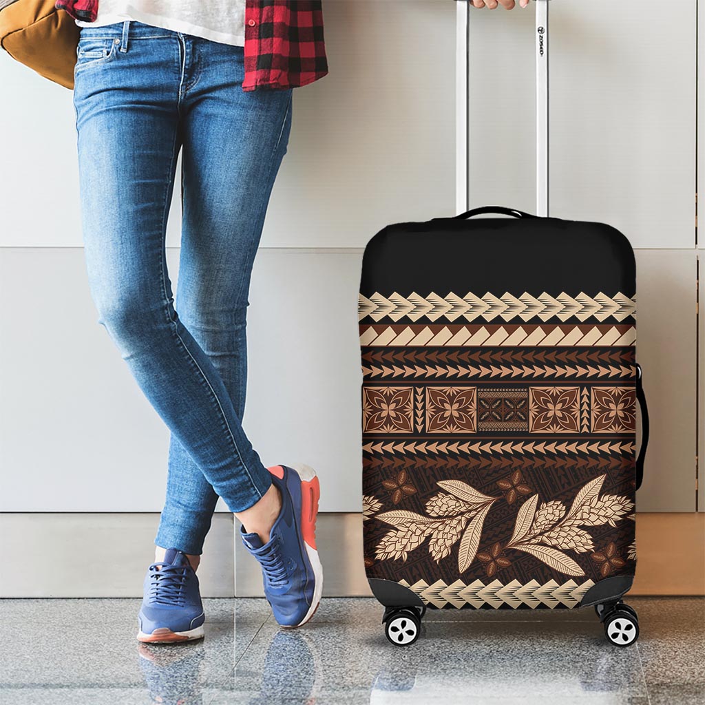 Black Samoa Siapo Teuila Flowers Luggage Cover LT14 - Polynesian Pride