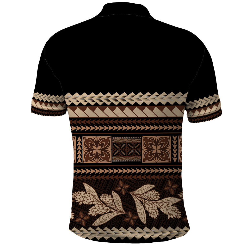 Black Samoa Siapo Teuila Flowers Polo Shirt