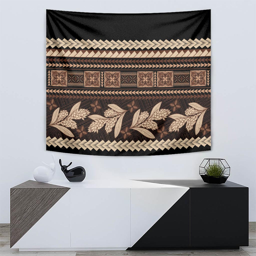 Black Samoa Siapo Teuila Flowers Tapestry LT14 - Polynesian Pride