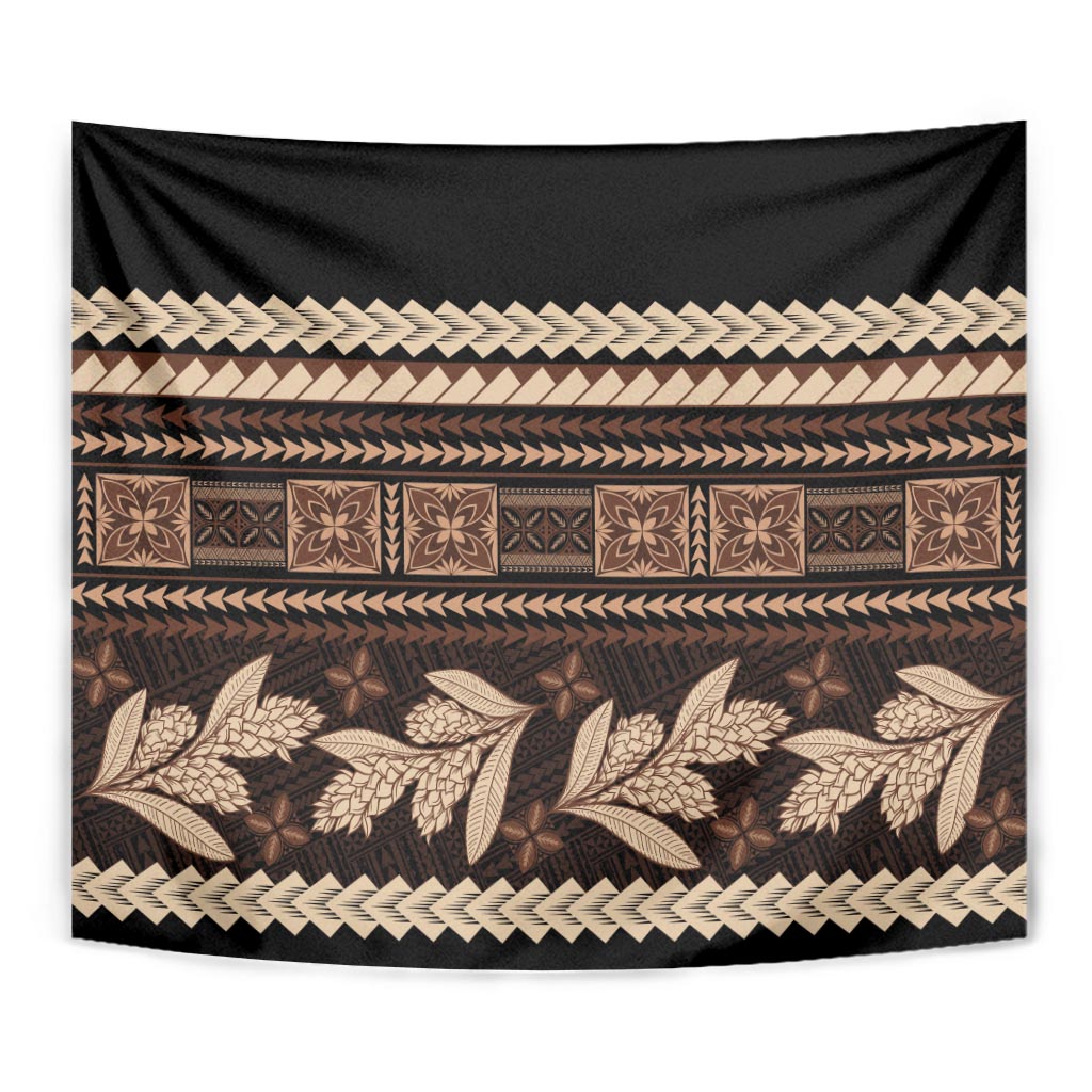 Black Samoa Siapo Teuila Flowers Tapestry LT14 - Polynesian Pride