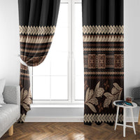 Black Samoa Siapo Teuila Flowers Window Curtain