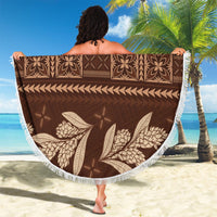 Brown Samoa Siapo Teuila Flowers Beach Blanket