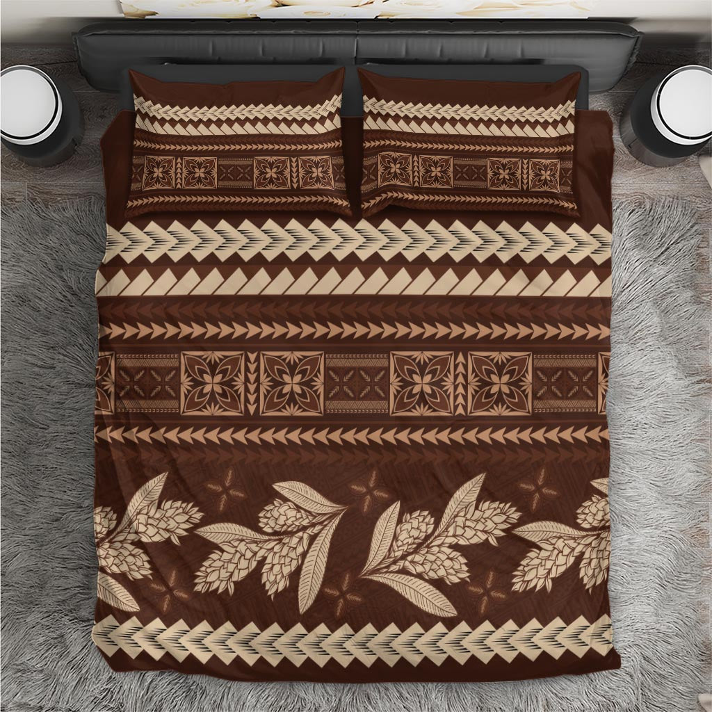 Brown Samoa Siapo Teuila Flowers Bedding Set