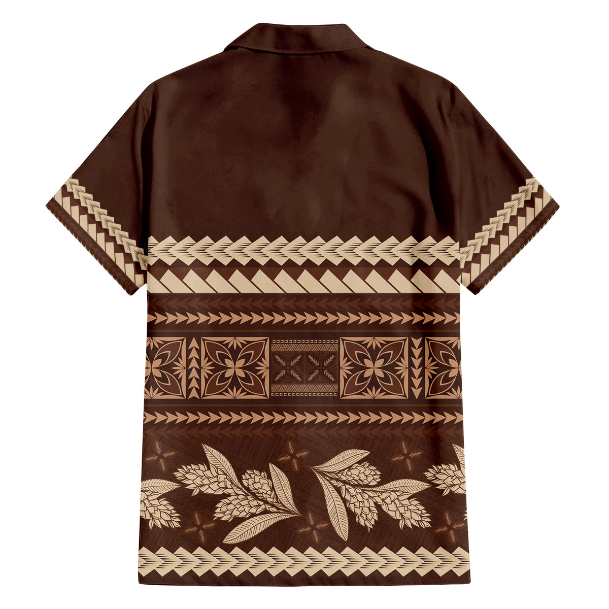 Brown Samoa Siapo Teuila Flowers Family Matching Puletasi and Hawaiian Shirt