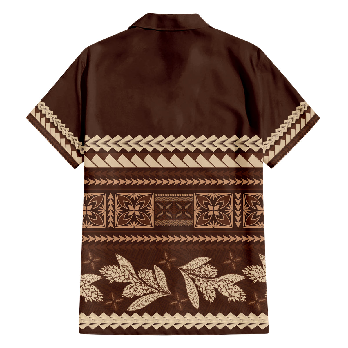 Brown Samoa Siapo Teuila Flowers Family Matching Short Sleeve Bodycon Dress and Hawaiian Shirt