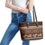 Brown Samoa Siapo Teuila Flowers Leather Tote Bag