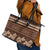 Brown Samoa Siapo Teuila Flowers Leather Tote Bag