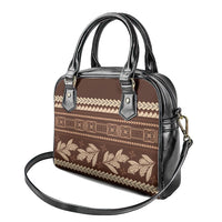 Brown Samoa Siapo Teuila Flowers Shoulder Handbag