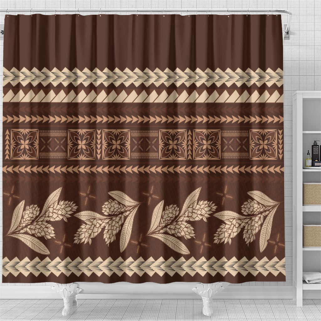 Brown Samoa Siapo Teuila Flowers Shower Curtain