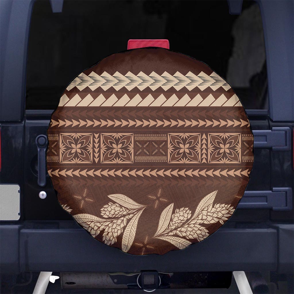 Brown Samoa Siapo Teuila Flowers Spare Tire Cover