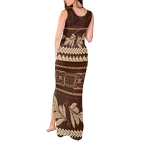 Brown Samoa Siapo Teuila Flowers Tank Maxi Dress