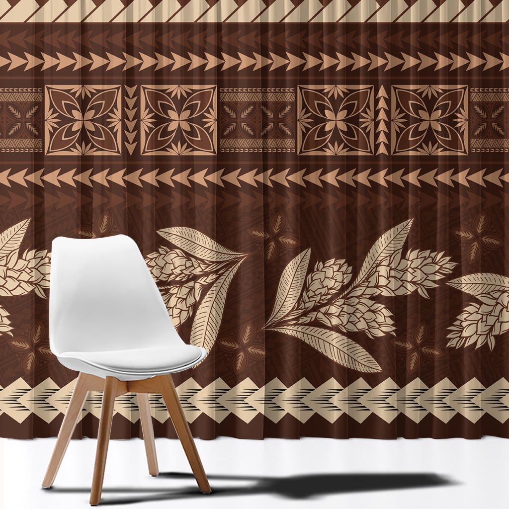 Brown Samoa Siapo Teuila Flowers Window Curtain