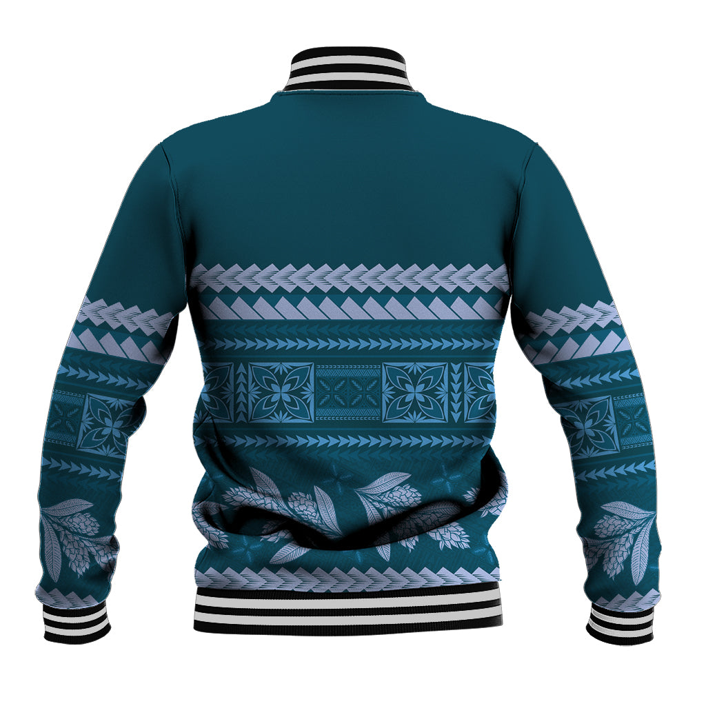 Dark Cyan Samoa Siapo Teuila Flowers Baseball Jacket