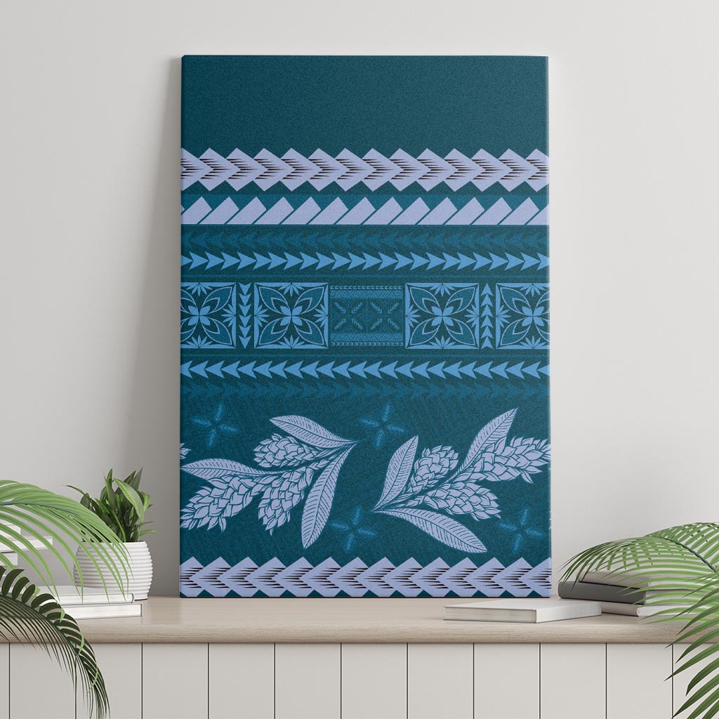 Dark Cyan Samoa Siapo Teuila Flowers Canvas Wall Art