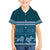 Dark Cyan Samoa Siapo Teuila Flowers Family Matching Off Shoulder Short Dress and Hawaiian Shirt